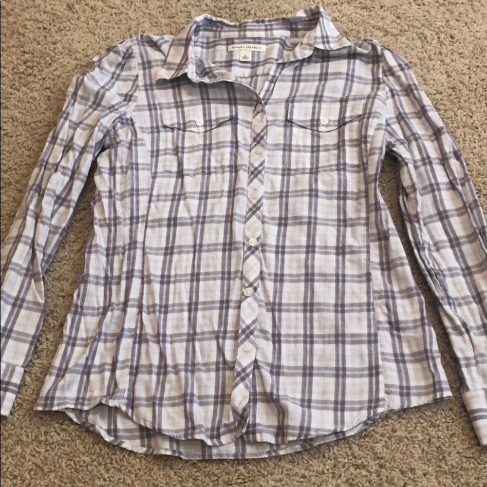 Banana Republic Plaid Blouse Size Medium